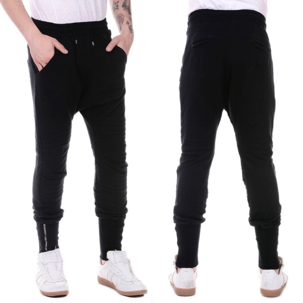 Pierre Balmain Black Cotton Zipper Jogger Sweatpants Size Small